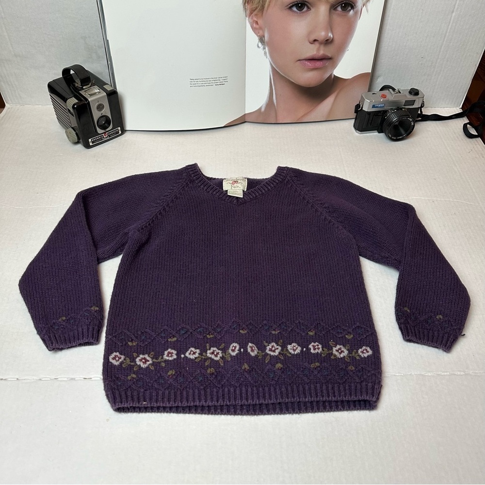 Strawberry Fair Floral Knit Sweater | Ramie Blend · Cottagecore / Girls 5
